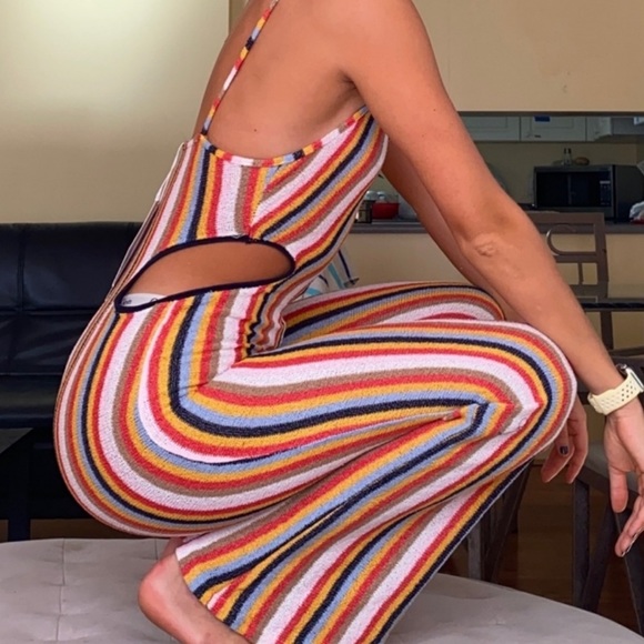 NWT ZARA Terrycloth Cut Out Stripped Jumpsuit - Picture 3 of 12